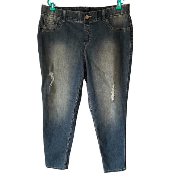 Lane Bryant Medium Wash Distressed Skinny Jeans Size 20 - Picture 1 of 11